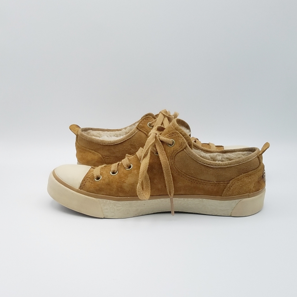 SoldUGG Evera Chestnut Suede Sheepskin Sneakers  6 - Picture 8 of 14